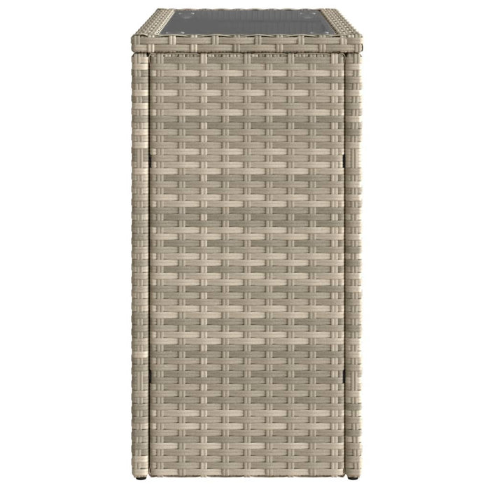 Masă laterală grădină, blat sticlă, gri 58x27,5x55 cm poliratan - WALTI WALTI