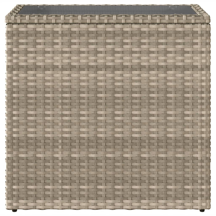 Masă laterală grădină, blat sticlă, gri 58x27,5x55 cm poliratan - WALTI WALTI