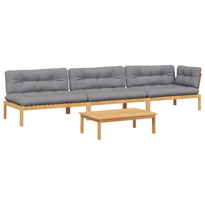 Set canapele de grădină cu perne din paleți 4 piese lemn acacia WALTI