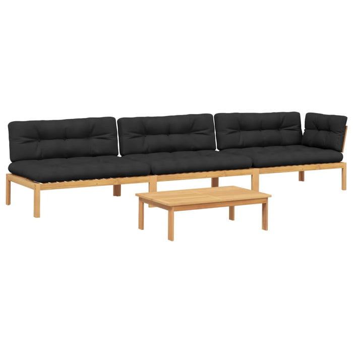 Set canapele de grădină cu perne din paleți 4 piese lemn acacia WALTI