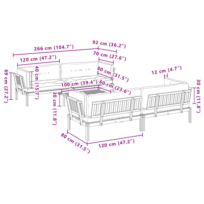 Set canapele de grădină cu perne din paleți 5 piese lemn acacia WALTI