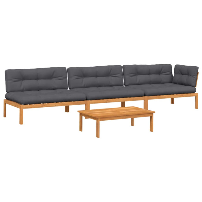 Set canapele de grădină cu perne din paleți 4 piese lemn acacia WALTI