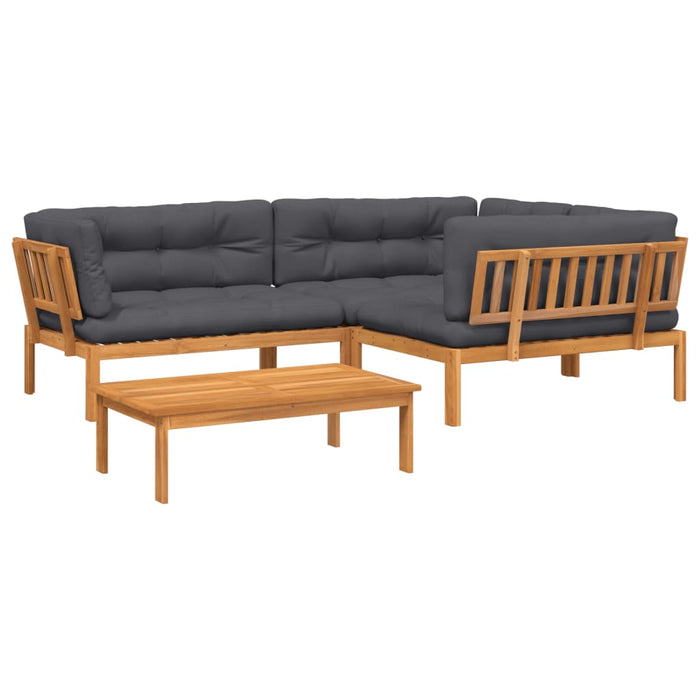 Set canapele de grădină cu perne din paleți 4 piese lemn acacia WALTI