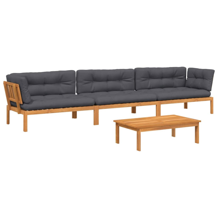 Set canapele de grădină cu perne din paleți 4 piese lemn acacia WALTI