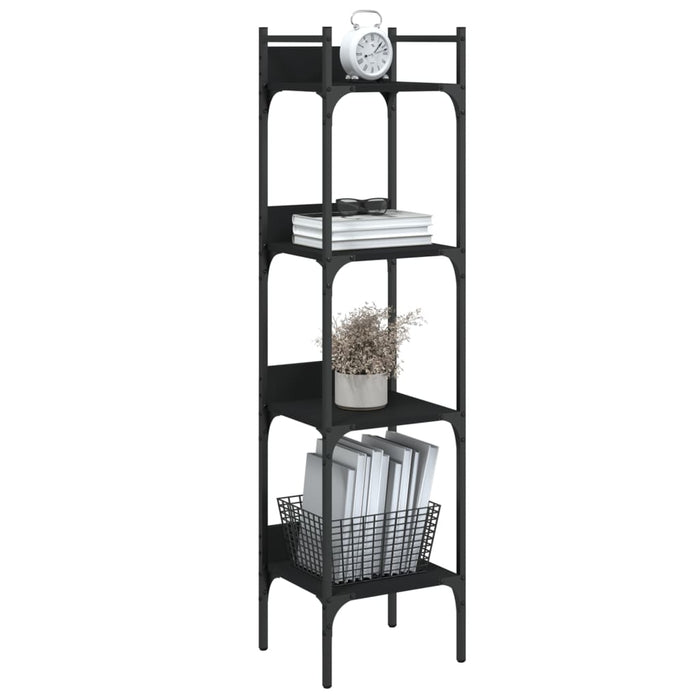Bibliotecă 4 niveluri, negru, 35x30x138,5 cm, lemn prelucrat - WALTI WALTI
