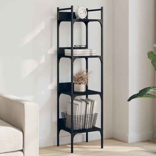 Bibliotecă 4 niveluri, negru, 35x30x138,5 cm, lemn prelucrat - WALTI WALTI