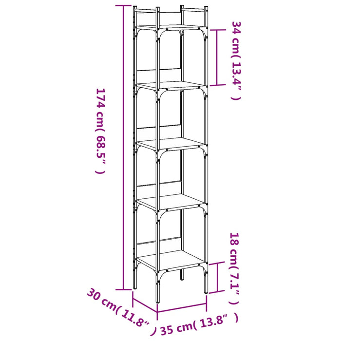 Bibliotecă 5 niveluri stejar sonoma 35x30x174 cm lemn prelucrat WALTI