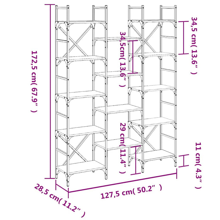 Bibliotecă, negru, 127,5x28,5x172,5 cm, lemn prelucrat - WALTI WALTI