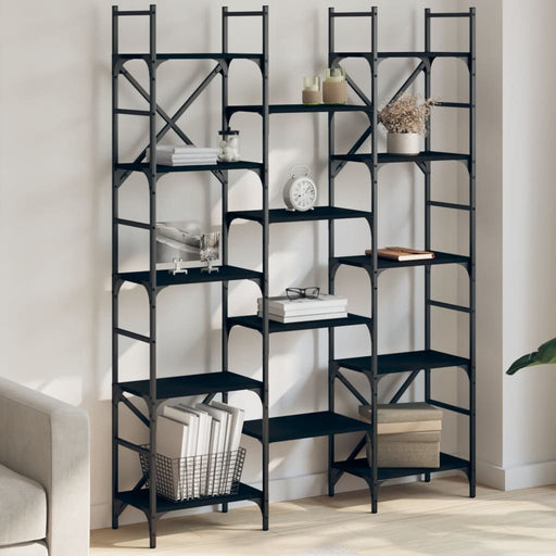 Bibliotecă, negru, 127,5x28,5x172,5 cm, lemn prelucrat - WALTI WALTI