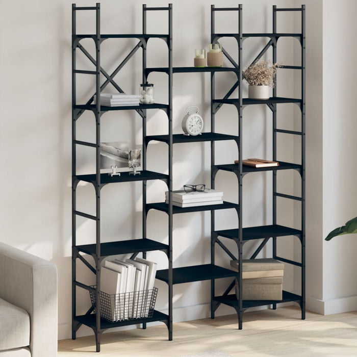 Bibliotecă, negru, 127,5x28,5x172,5 cm, lemn prelucrat - WALTI WALTI