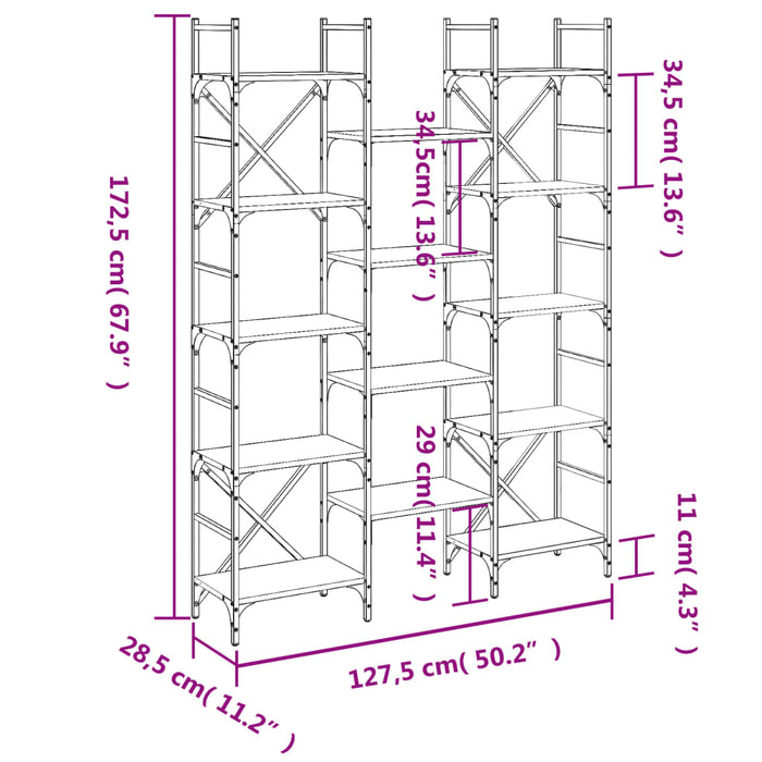 Bibliotecă, stejar sonoma, 127,5x28,5x172,5 cm, lemn prelucrat WALTI