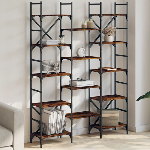 Bibliotecă, stejar fumuriu, 127,5x28,5x172,5 cm, lemn prelucrat - WALTI WALTI
