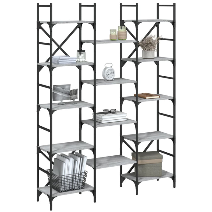 Bibliotecă, gri sonoma, 127,5x28,5x172,5 cm, lemn prelucrat - WALTI WALTI
