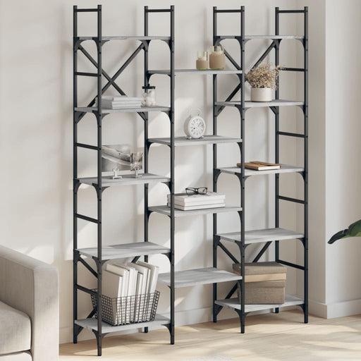 Bibliotecă, gri sonoma, 127,5x28,5x172,5 cm, lemn prelucrat - WALTI WALTI