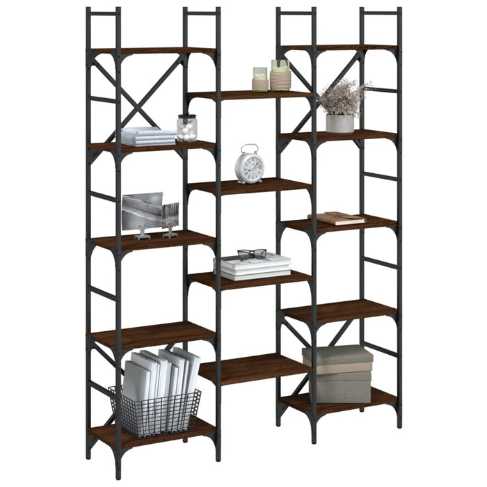 Bibliotecă, stejar maro, 127,5x28,5x172,5 cm, lemn prelucrat - WALTI WALTI