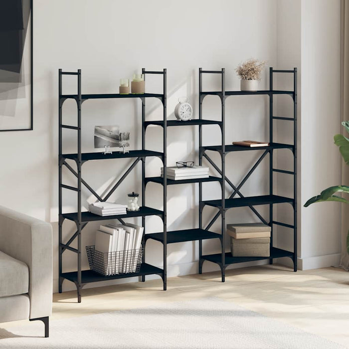 Bibliotecă, negru, 160x28,5x136,5 cm, lemn prelucrat - WALTI WALTI