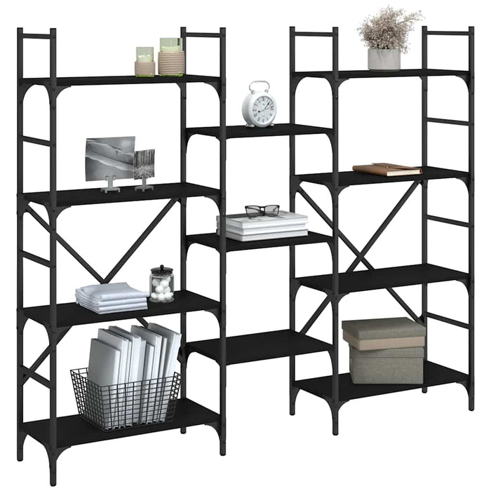 Bibliotecă, negru, 160x28,5x136,5 cm, lemn prelucrat - WALTI WALTI
