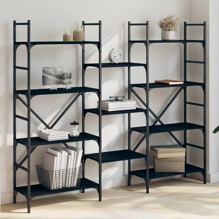 Bibliotecă, negru, 160x28,5x136,5 cm, lemn prelucrat - WALTI WALTI