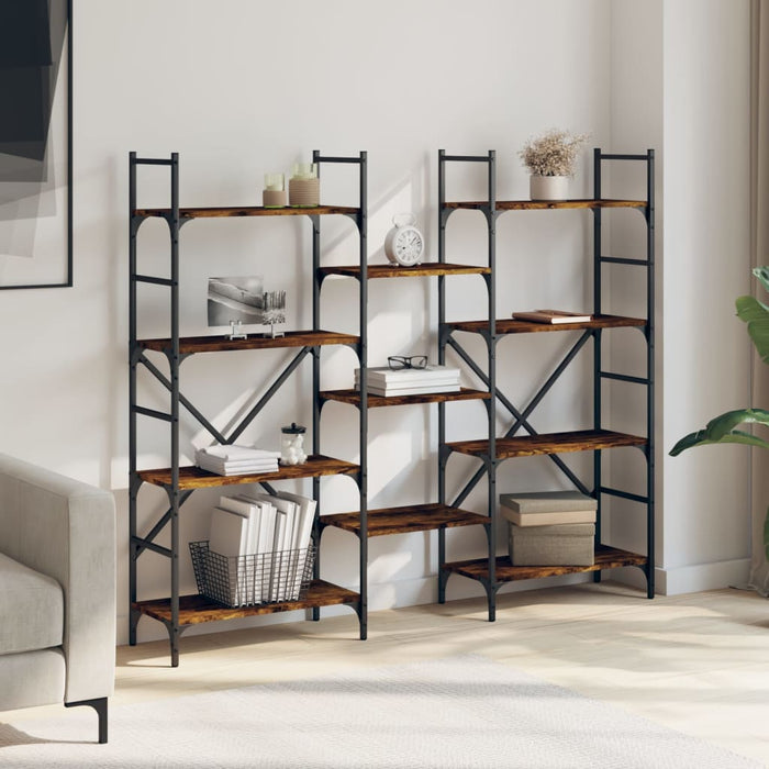 Bibliotecă, stejar fumuriu, 160x28,5x136,5 cm, lemn prelucrat - WALTI WALTI