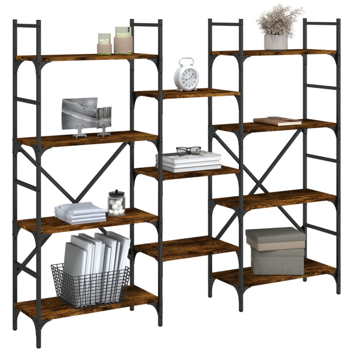 Bibliotecă, stejar fumuriu, 160x28,5x136,5 cm, lemn prelucrat - WALTI WALTI