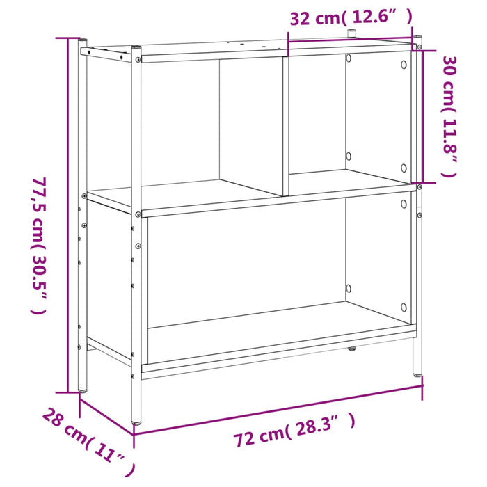 Bibliotecă, negru, 72x28x77,5 cm, lemn prelucrat - WALTI WALTI