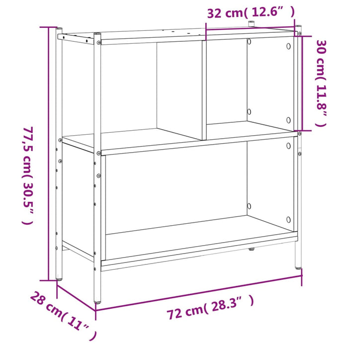 Bibliotecă, stejar fumuriu, 72x28x77,5 cm, lemn prelucrat - WALTI WALTI