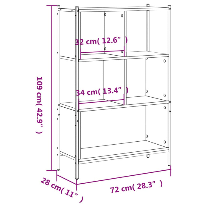 Bibliotecă, gri sonoma, 72x28x109 cm, lemn prelucrat - WALTI WALTI