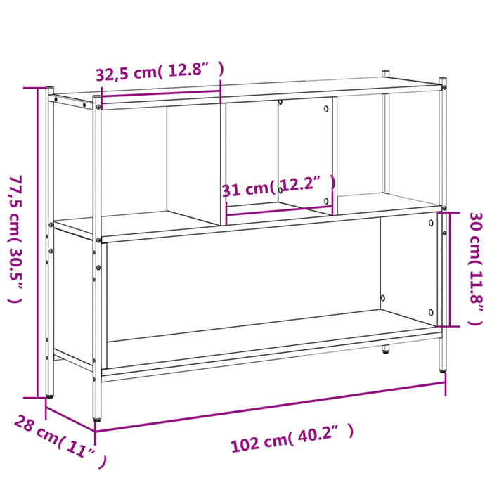Bibliotecă, negru, 102x28x77,5 cm, lemn prelucrat WALTI