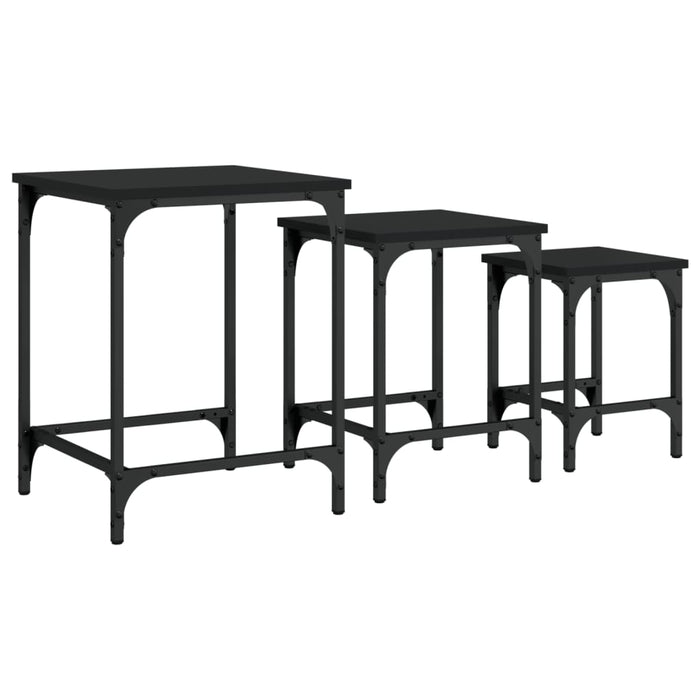 Mese suprapuse de cafea, 3 buc, negru, lemn prelucrat WALTI