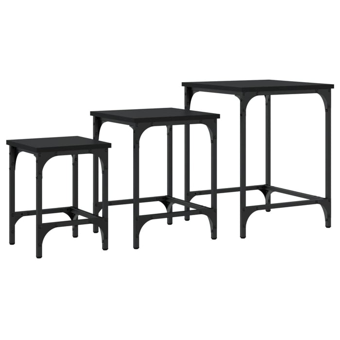 Mese suprapuse de cafea, 3 buc, negru, lemn prelucrat WALTI