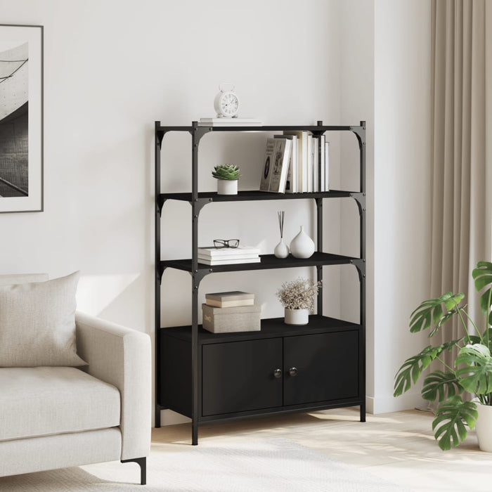 Bibliotecă cu 3 niveluri, negru, 70x30x109,5 cm lemn prelucrat WALTI