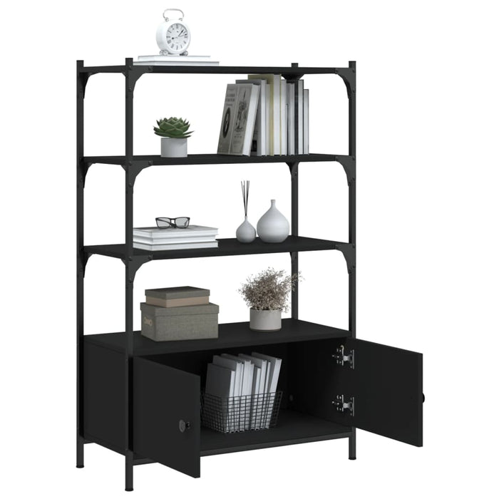 Bibliotecă cu 3 niveluri, negru, 70x30x109,5 cm lemn prelucrat WALTI