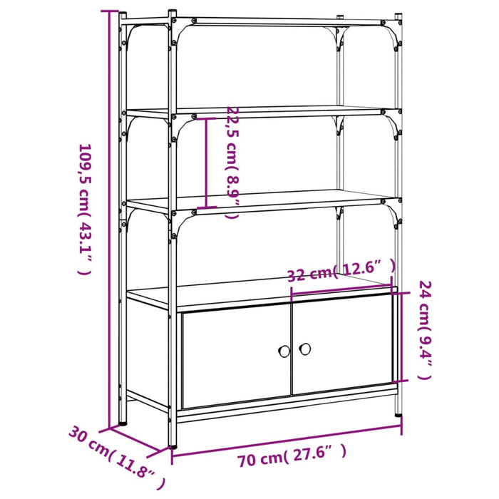 Bibliotecă 3 niveluri, stejar sonoma, 70x30x109,5 cm lemn - WALTI WALTI