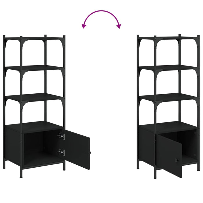 Bibliotecă cu 3 niveluri, negru, 41x30x109,5 cm, lemn prelucrat - WALTI WALTI
