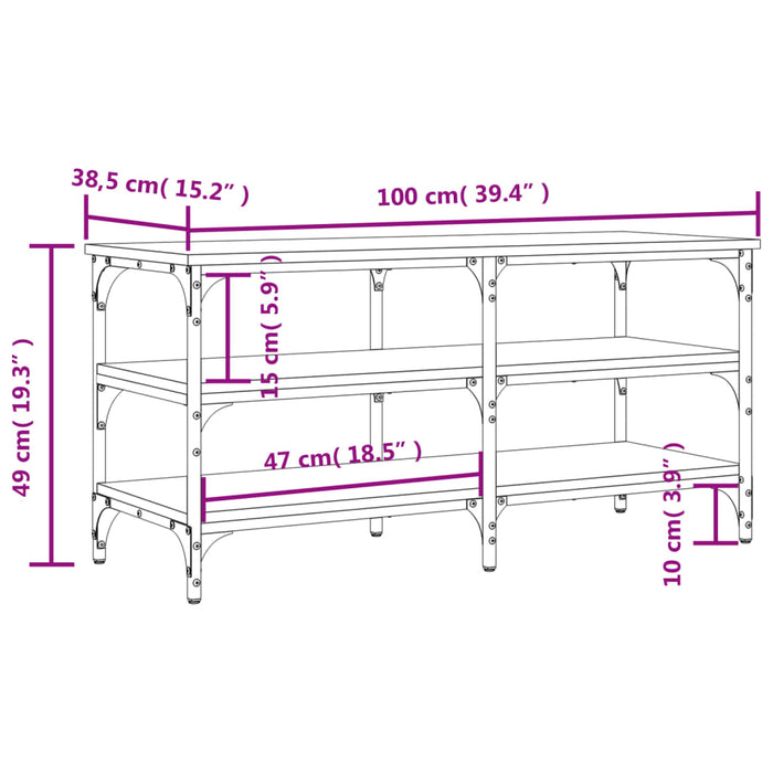 Bancă de pantofi, negru, 100x38,5x49 cm, lemn prelucrat WALTI