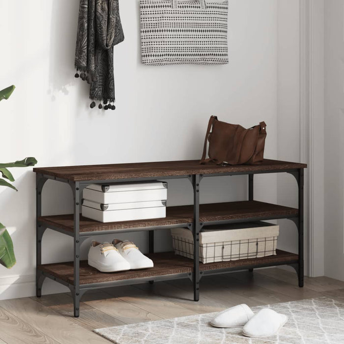 Bancă de pantofi, stejar maro, 100x38,5x49 cm, lemn prelucrat - WALTI WALTI