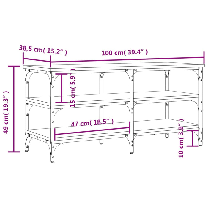 Bancă de pantofi, stejar maro, 100x38,5x49 cm, lemn prelucrat - WALTI WALTI