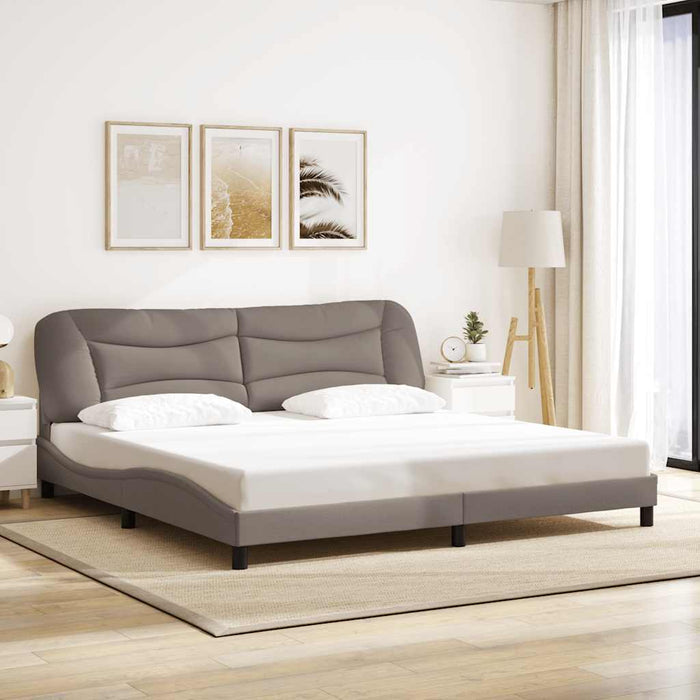 Cadru de pat fără saltea, Hvar, gri taupe, 200x200 cm, textil - WALTI WALTI
