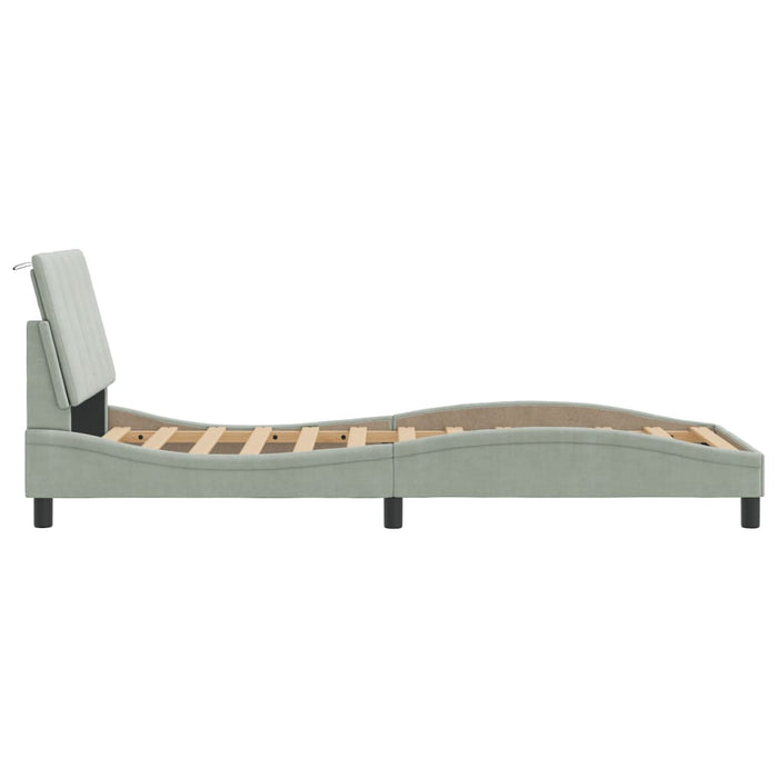 Cadru de pat fără saltea, gri deschis, 80x200 cm, catifea - WALTI WALTI