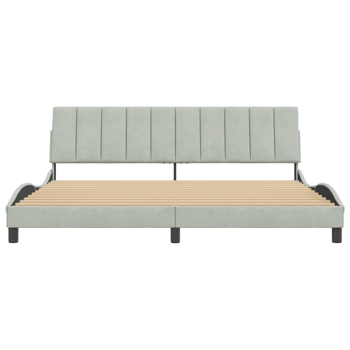 Cadru de pat fără saltea, gri deschis, 200x200 cm, catifea - WALTI WALTI