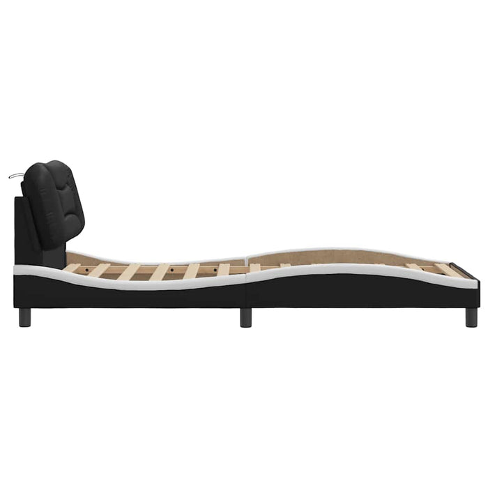 Cadru de pat fără saltea Hvar negru și alb 90x190 cm piele artificială WALTI