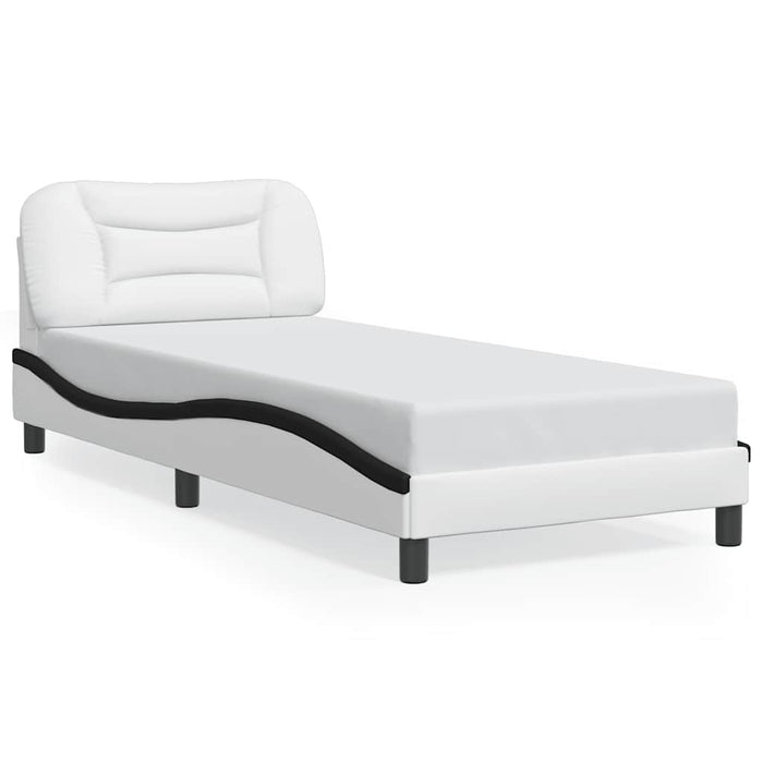 Cadru de pat fără saltea Hvar alb și negru 90x190 cm piele artificială WALTI