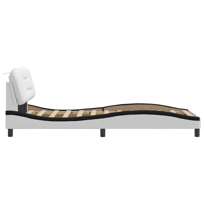 Cadru de pat fără saltea Hvar alb și negru 90x190 cm piele artificială WALTI
