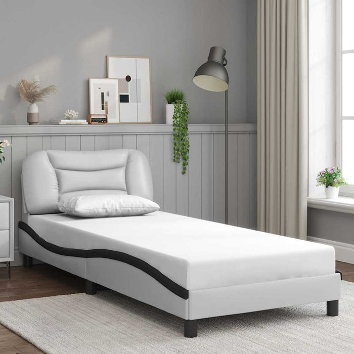 Cadru de pat fără saltea Hvar alb și negru 90x190 cm piele artificială WALTI