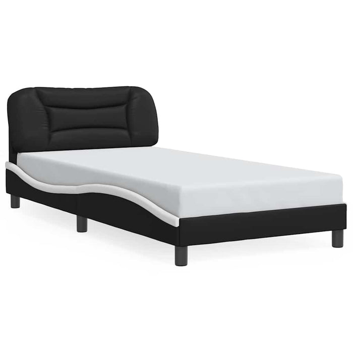 Cadru de pat fără saltea Hvar negru și alb 100x200cm piele artificială WALTI