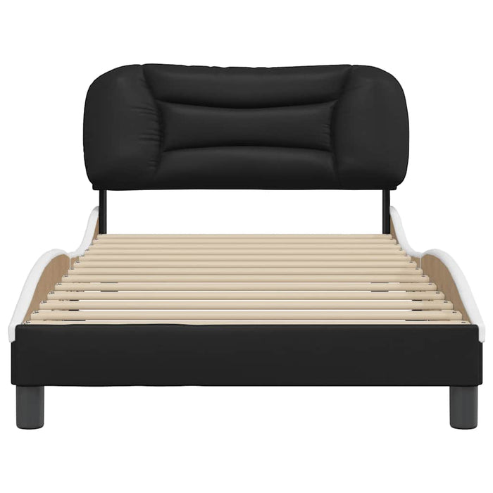 Cadru de pat fără saltea Hvar negru și alb 100x200cm piele artificială WALTI