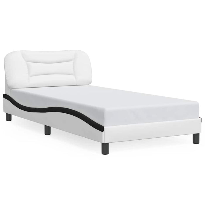 Cadru de pat fără saltea Hvar alb și negru 100x200cm piele artificială WALTI