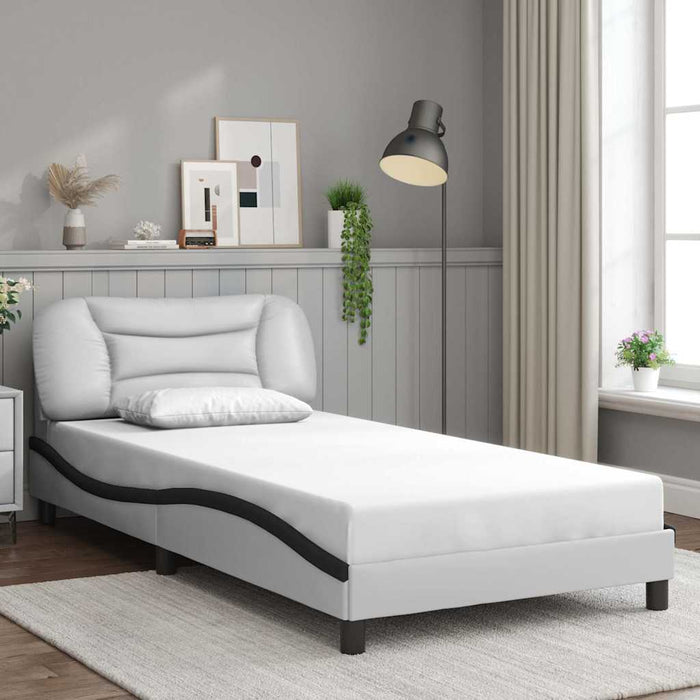 Cadru de pat fără saltea Hvar alb și negru 100x200cm piele artificială WALTI