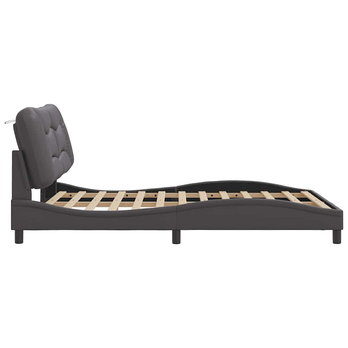 Cadru de pat fără saltea, Hvar, gri, 140x190 cm, piele ecologică WALTI