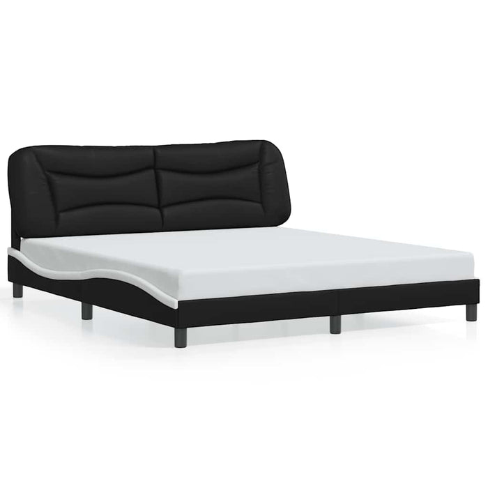 Cadru de pat fără saltea Hvar negru și alb 180x200cm piele artificială WALTI